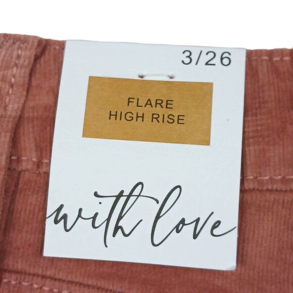 YMI Pants Womens 26 Juniors 3 Flare High Rise Corduroy Mauve Dusty Pink New - Picture 8 of 10